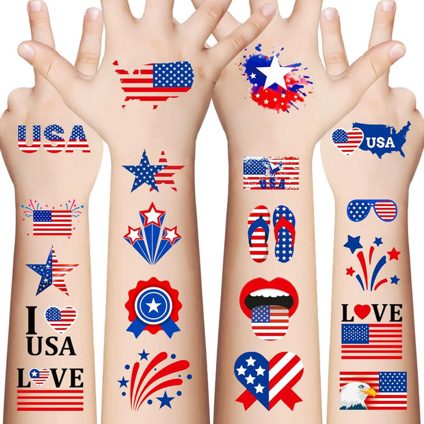 Explode with Style! 90PCS 4th of July Tattoos – Stars, Stripes & Fireworks That Scream FREEDOM! US