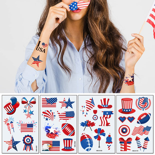 Explode with Style! 90PCS 4th of July Tattoos – Stars, Stripes & Fireworks That Scream FREEDOM! US