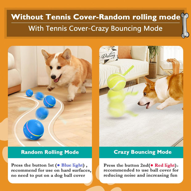 Interactive Motion-Activated Dog Ball – 2025 Upgrade | USB Rechargeable, Auto-Rolling & Bouncing Toy for Small to Large Dogs (Orange)