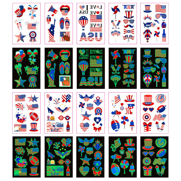 Explode with Style! 90PCS 4th of July Tattoos – Stars, Stripes & Fireworks That Scream FREEDOM! US